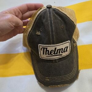 Thelma Distressed Mesh Back Baseball Cap - Brown & Tan